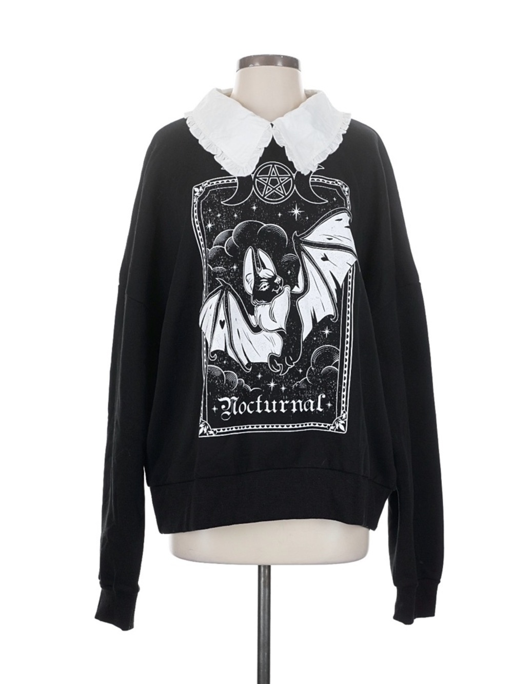 NWT Dolls Kill Black & White 'Nocturnal' Bat Graphic Sweatshirt, Grave Girls